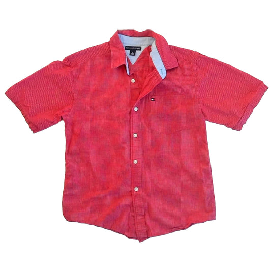 Tommy Hilfiger Boys Red Button Down Short Sleeve Size: Mens Medium Red