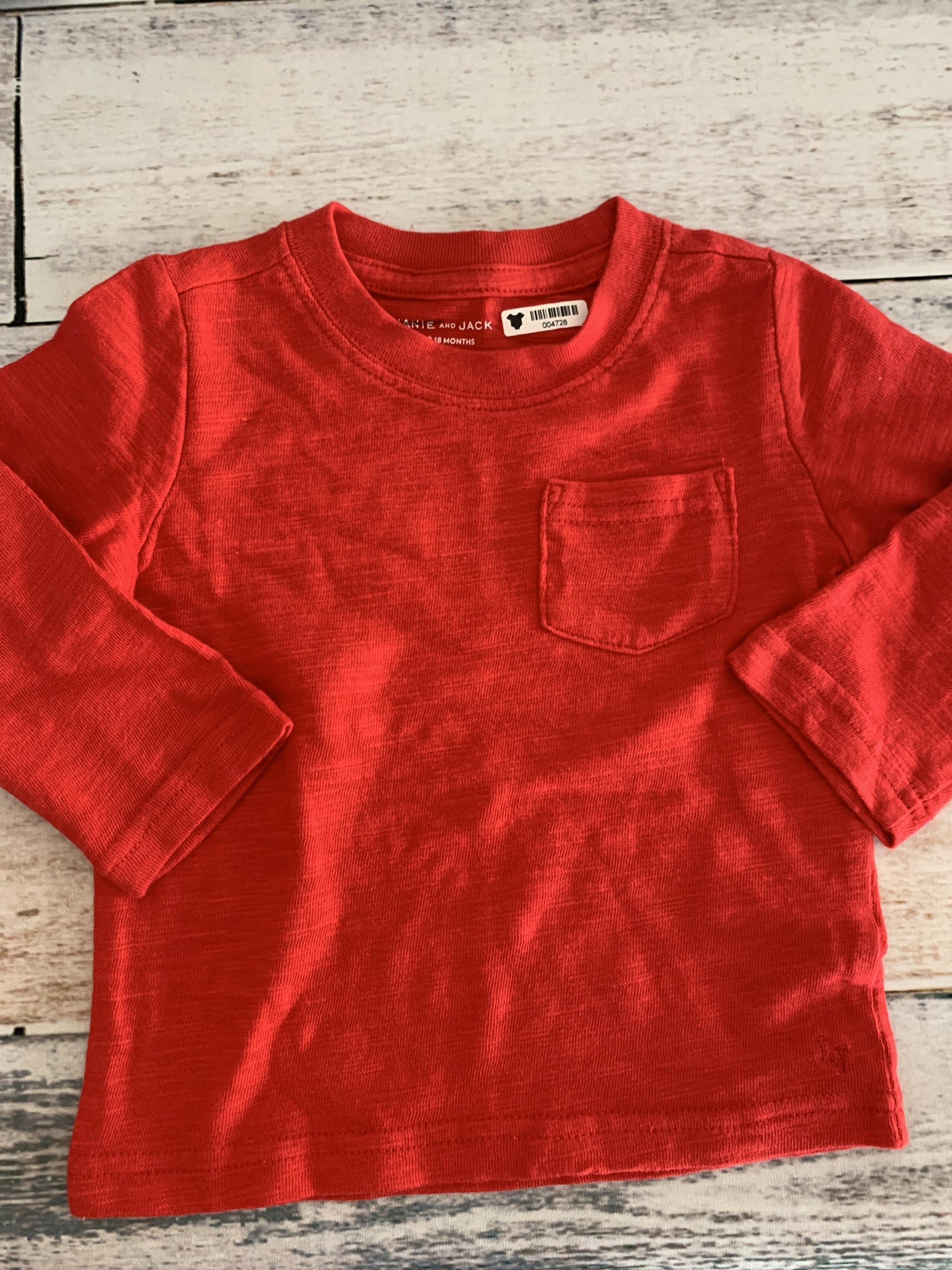 Janie and Jack Boys Red Long Sleeve T-Shirt Size: 12-18 months Red