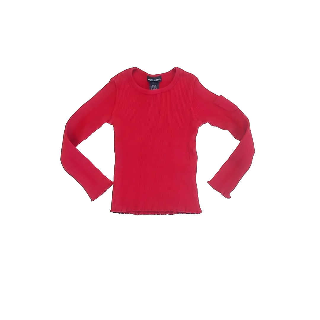 Ralph Lauren Girls Red Long Sleeve Shirt Size: 5T Red
