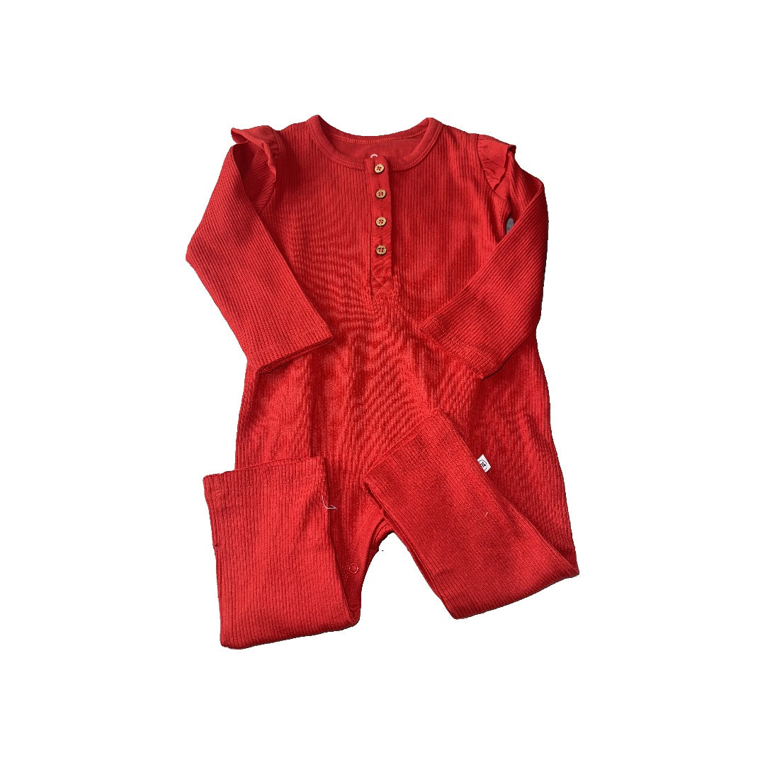 Honest co Girls Red Long Sleeve Outfit Size: 18 months Red