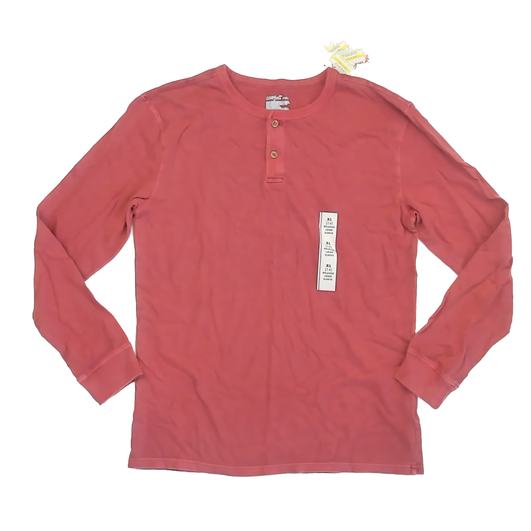 Cat & Jack Boys Reddish Henley Size: 14 Years Reddish