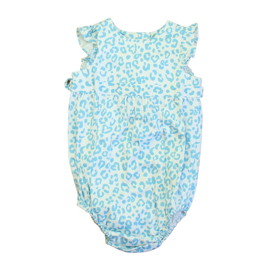 Classic Prep Girls Robin' Egg Leopard Romper Size: 2-5T