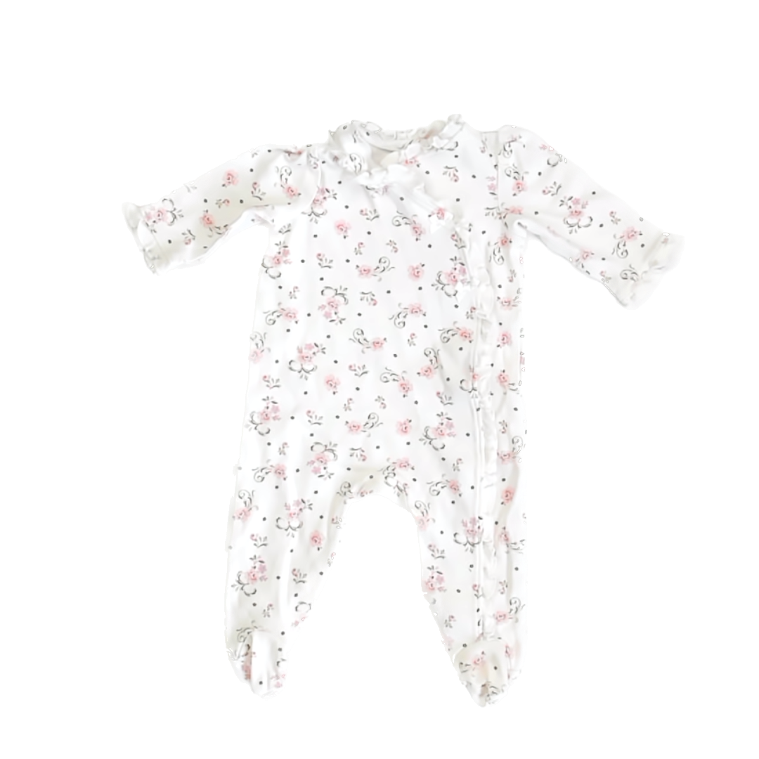 Little Me Girls Roses 1-piece footed Pajamas Size: 6 Months Roses