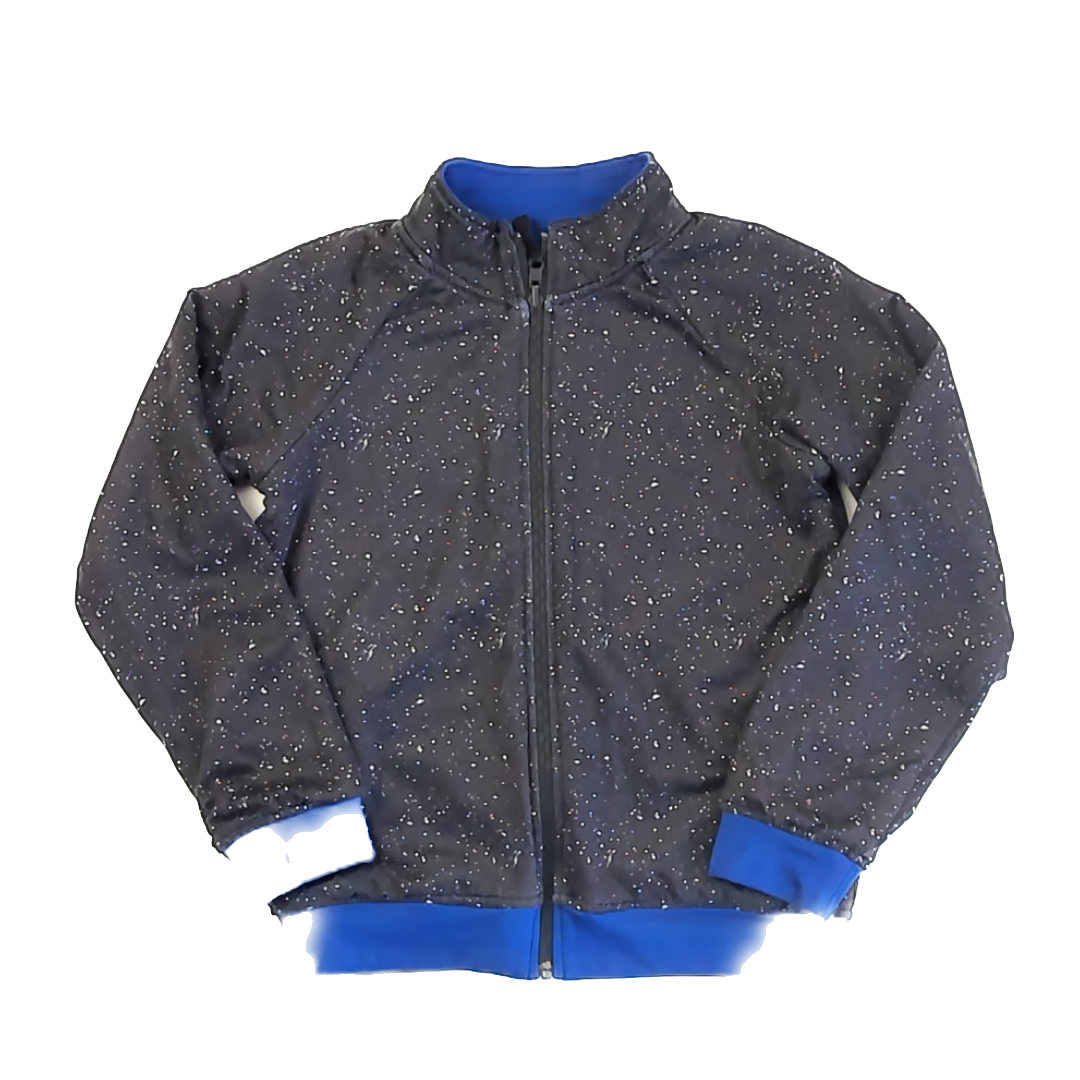 Rockets Of Awesome Boys Royal Blue | Black White Speckles Reversable Sweater Size: 10-12 Years Royal Blue | Black White Speckles Reversable