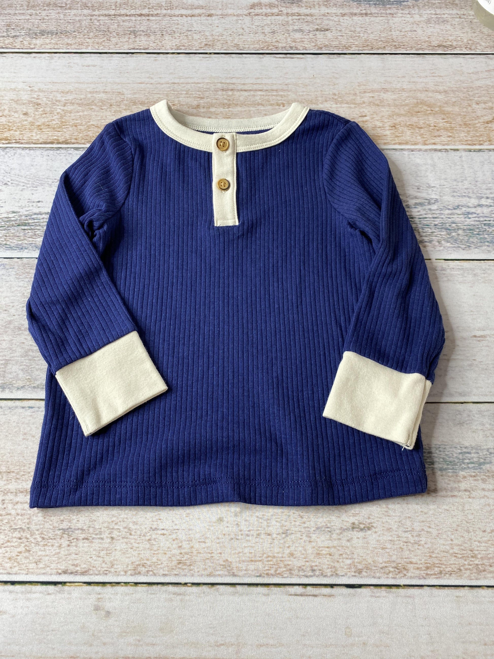 Cat & Jack Unisex Royal Blue | cream Long Sleeve Shirt Size: 18 months Royal Blue | cream