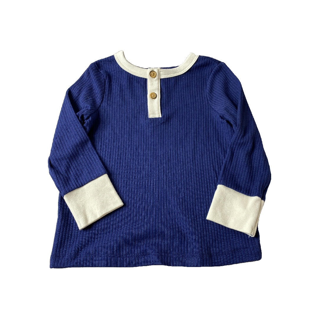 Cat & Jack Unisex Royal Blue | cream Long Sleeve Shirt Size: 18 months Royal Blue | cream