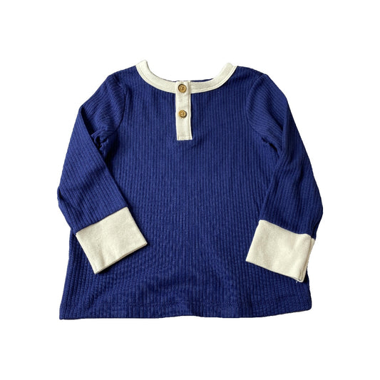 Cat & Jack Unisex Royal Blue | cream Long Sleeve Shirt Size: 18 months Royal Blue | cream