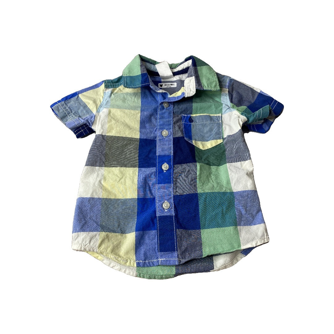 Carters Boys Royal Blue | Navy Blue | green | light green | Check Button Down Short Sleeve Size: 9 months Royal Blue | Navy Blue | green | light green | Check
