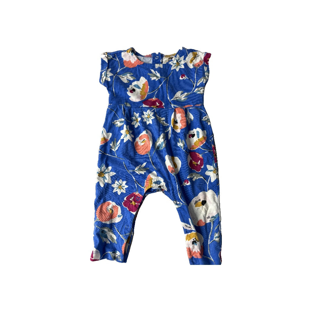Tea Girls Royal Blue | Pink floral Romper Size: 3-6 months Royal Blue | Pink floral
