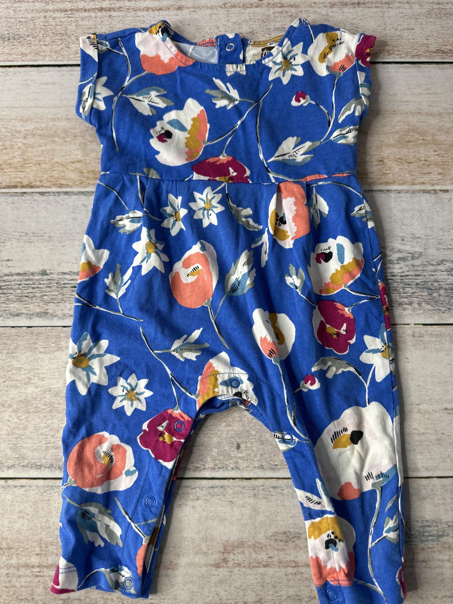 Tea Girls Royal Blue | Pink floral Romper Size: 3-6 months Royal Blue | Pink floral