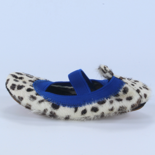 Yosi Samra Girls Royal Blue Spotted Fur Shoes Size: 5 Royal Blue Spotted Fur