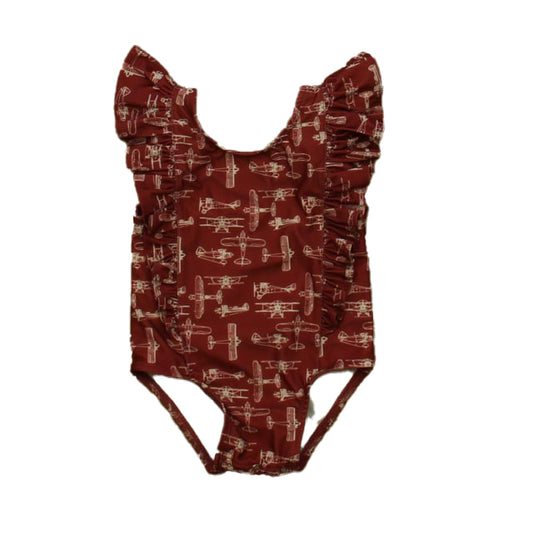 Kate Spade Girls Rust Airplanes 1-piece Swimsuit Size: 18-24 Months Rust Airplanes