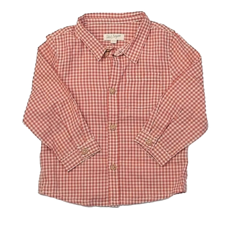 Sezane Boys Rust Check Button Down Long Sleeve Size: 18 Months Rust Check