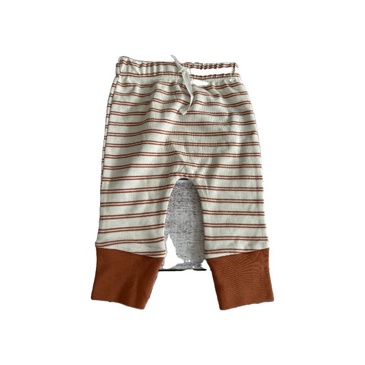 Mac and Moon Unisex Rust | cream | Stripe Pants Size: 9 months Rust | cream | Stripe