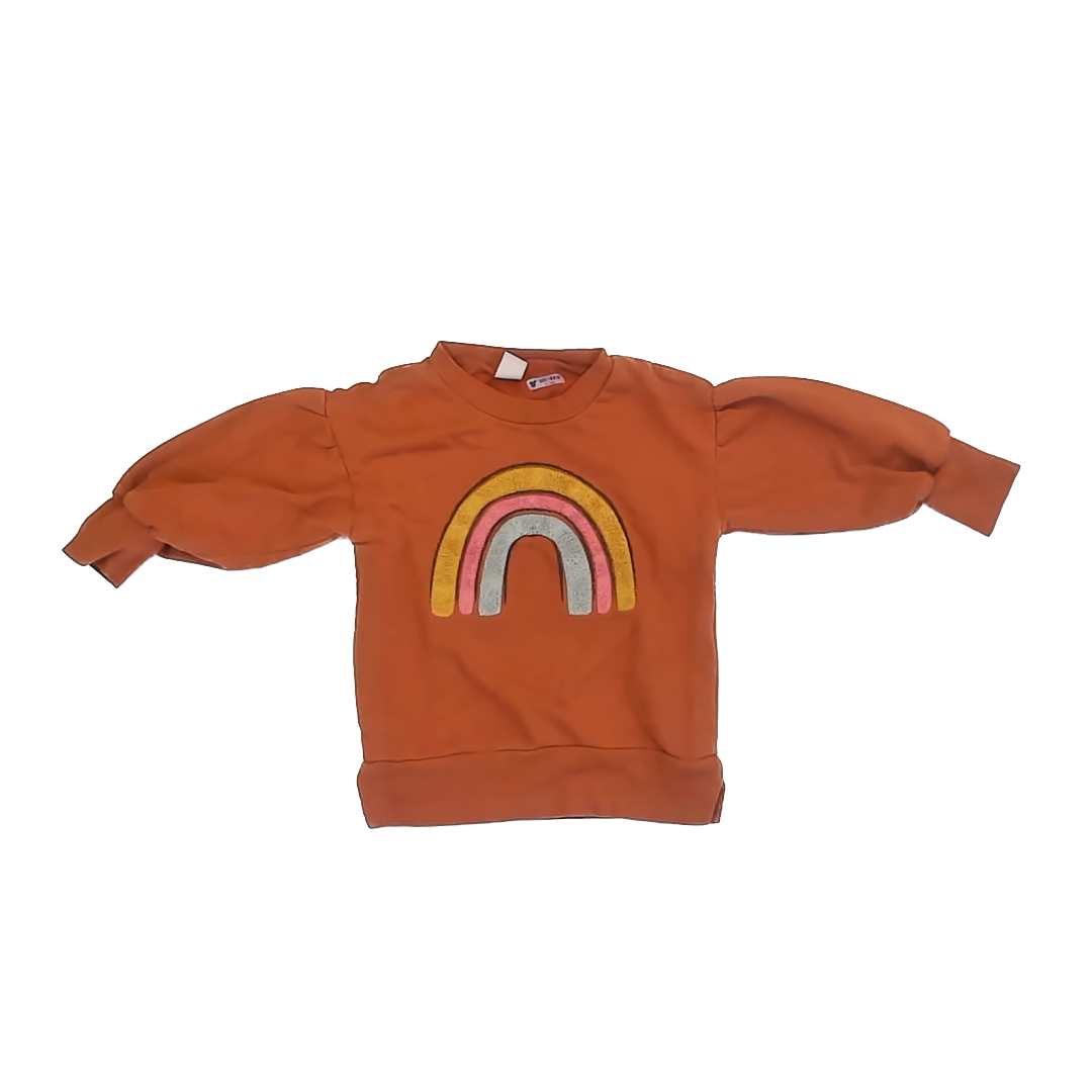 PL Kids Girls Rust | Rainbow Sweatshirt Size: 2T Rust | Rainbow