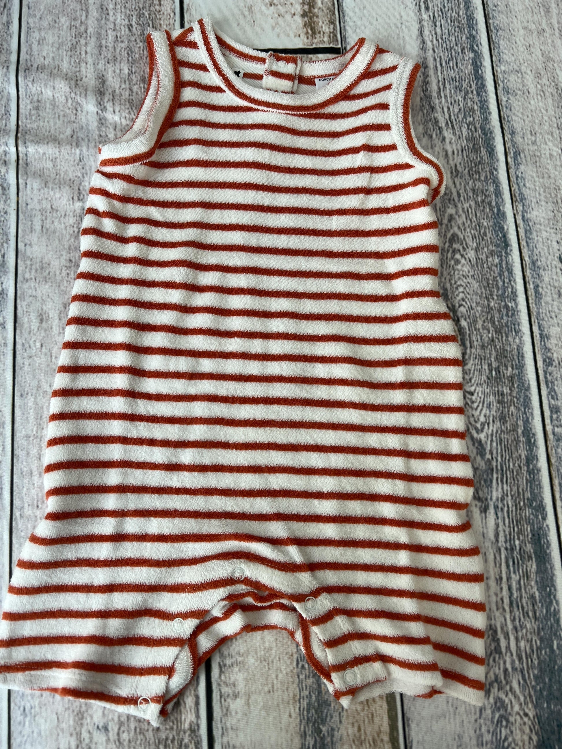 Nordstrom Boys Rust | White | Stripe Romper Size: 9 months Rust | White | Stripe