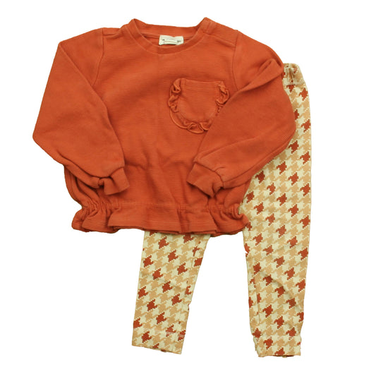 Miles the Label Girls Rust | White Apparel Sets Size: 24 Months Rust | White