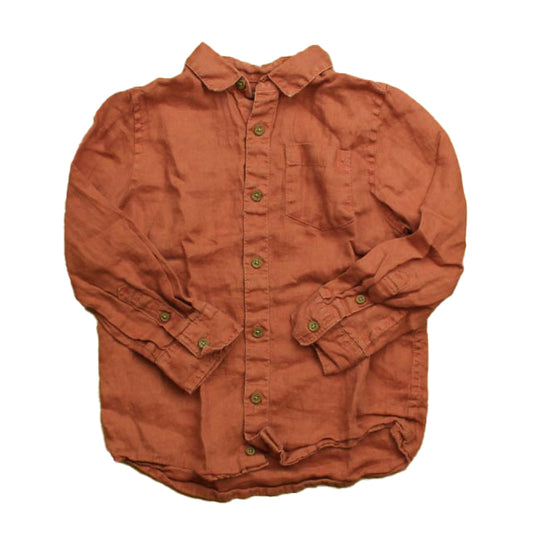 Monoprix Boys Rust Button Down Long Sleeve Size: 5T