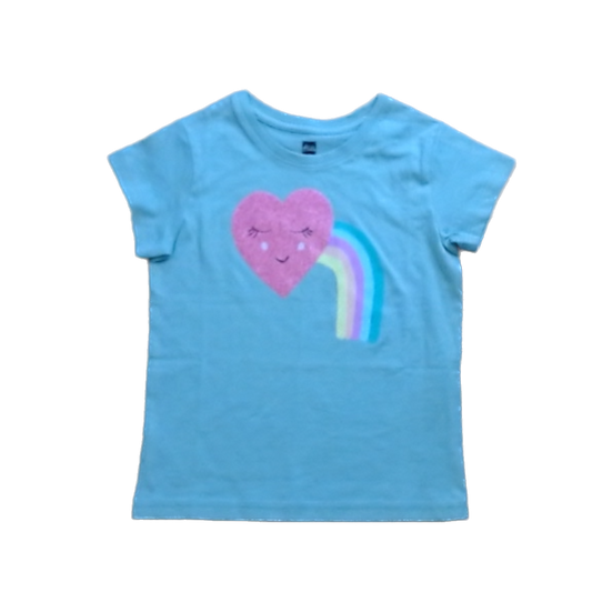 Tea Collection Girls Sage Green | Heart Rainbow Shirt Size: 3T Sage Green | Heart Rainbow