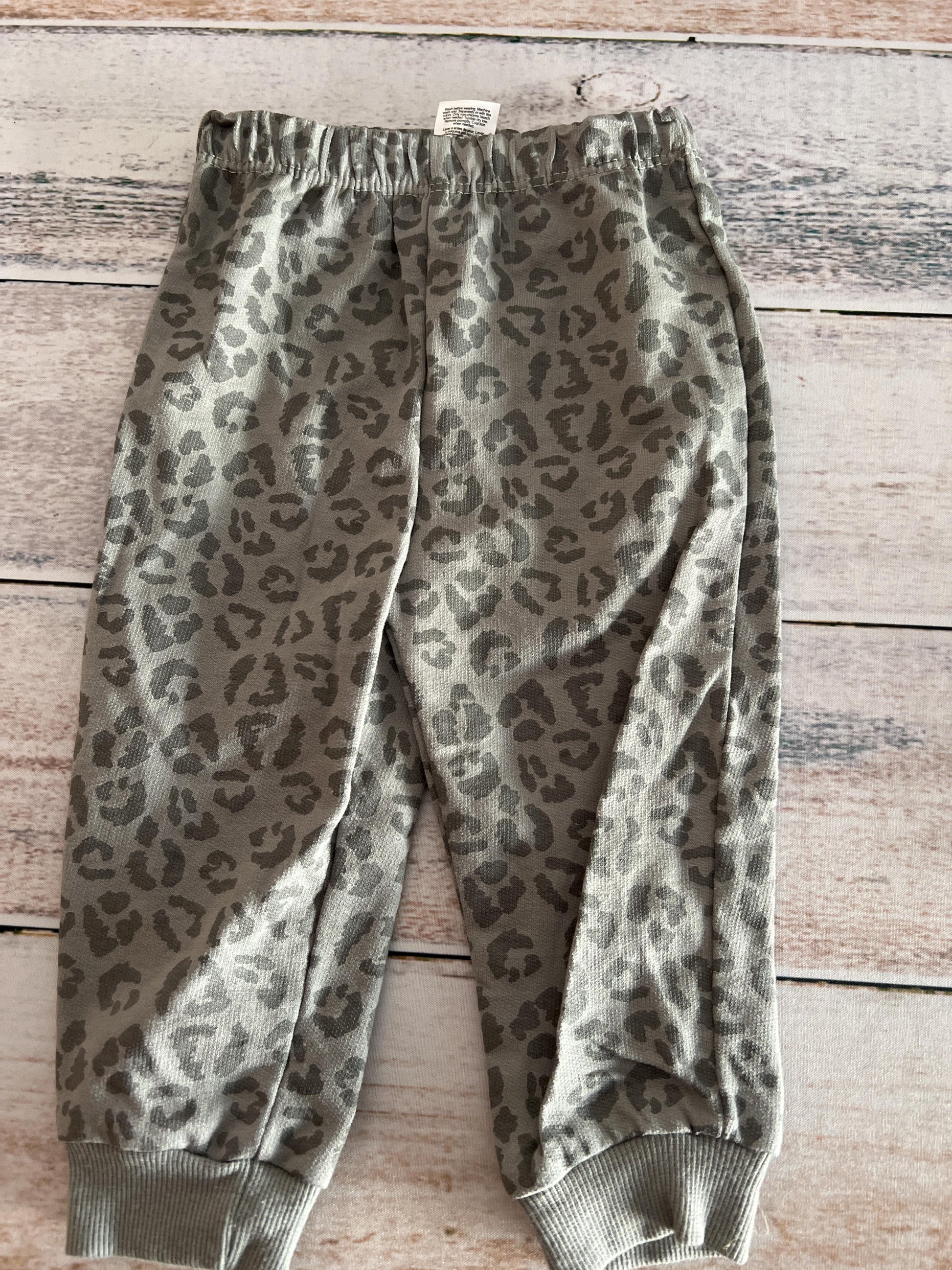 Chick Pea Girls Sage | Leopard print Pants Size: 12M Sage | Leopard print