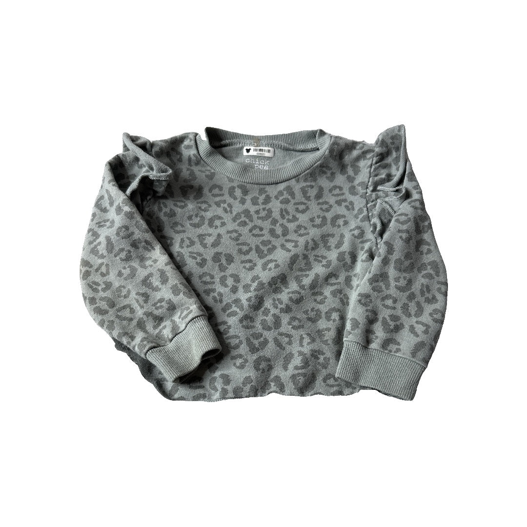 Chick Pea Girls Sage | Leopard print Sweater Size: 18 months Sage | Leopard print