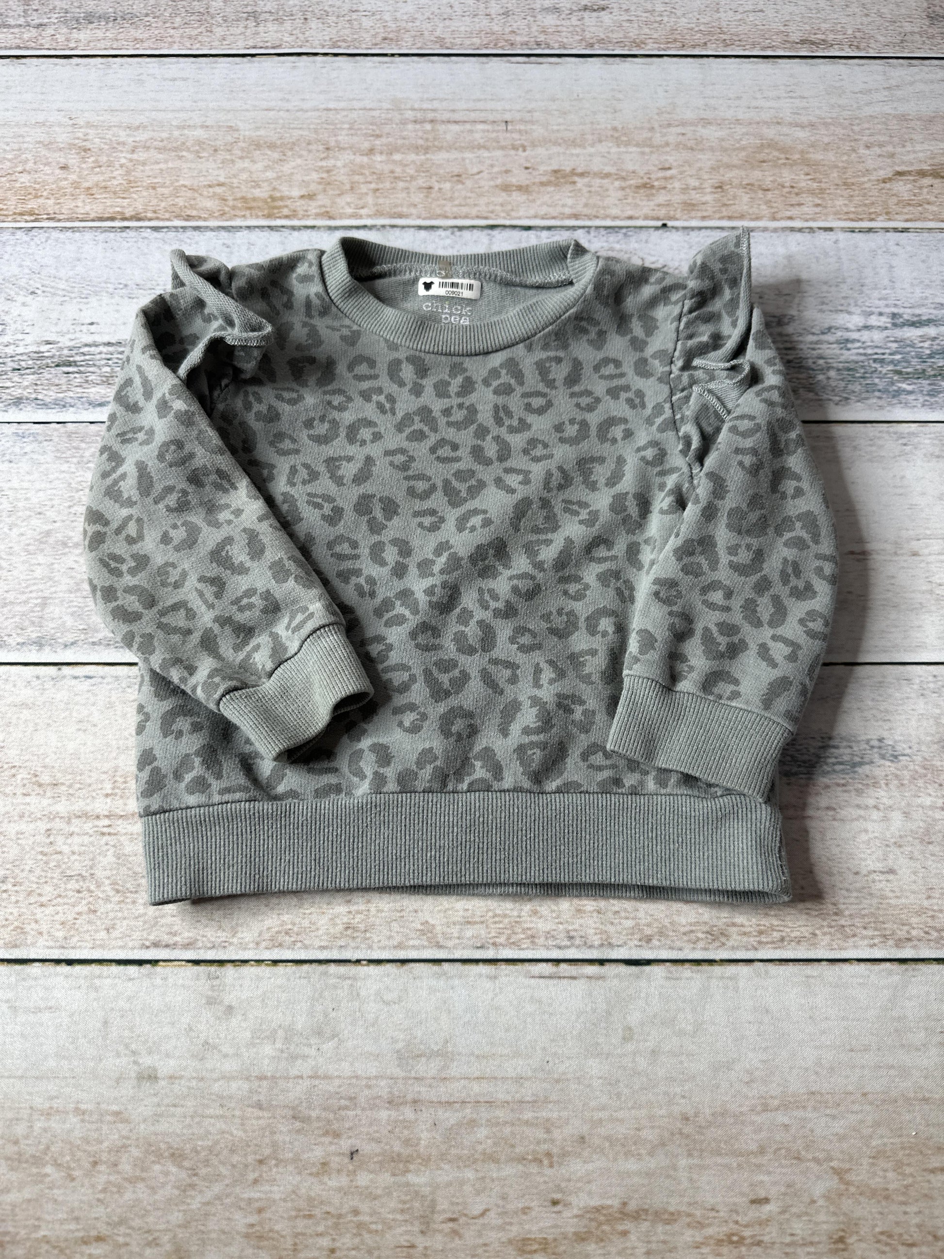 Chick Pea Girls Sage | Leopard print Sweater Size: 18 months Sage | Leopard print