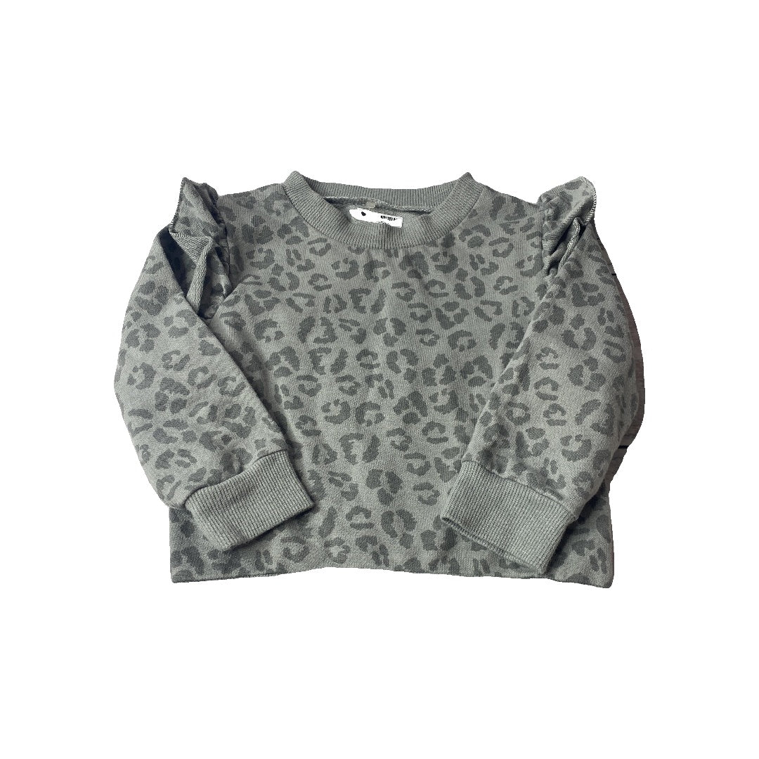 Chick Pea Girls Sage | Leopard print Sweater Size: 12M Sage | Leopard print
