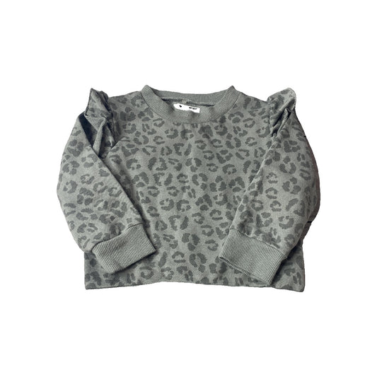 Chick Pea Girls Sage | Leopard print Sweater Size: 12M Sage | Leopard print