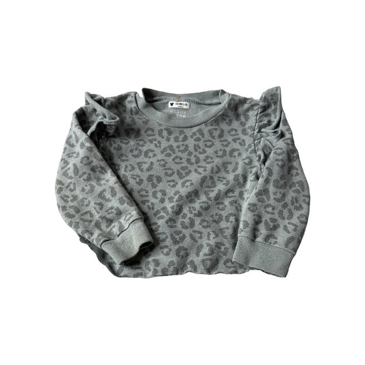 Chick Pea Girls Sage | Leopard print Sweater Size: 18 months Sage | Leopard print