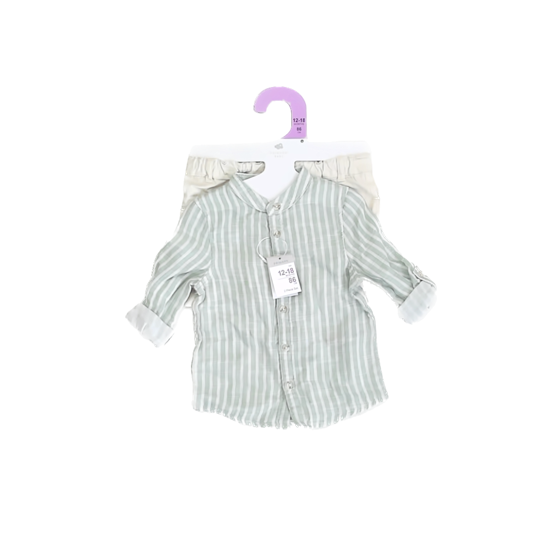 Primark Boys sage | tan Apparel Sets Size: 12-18 Months sage | tan