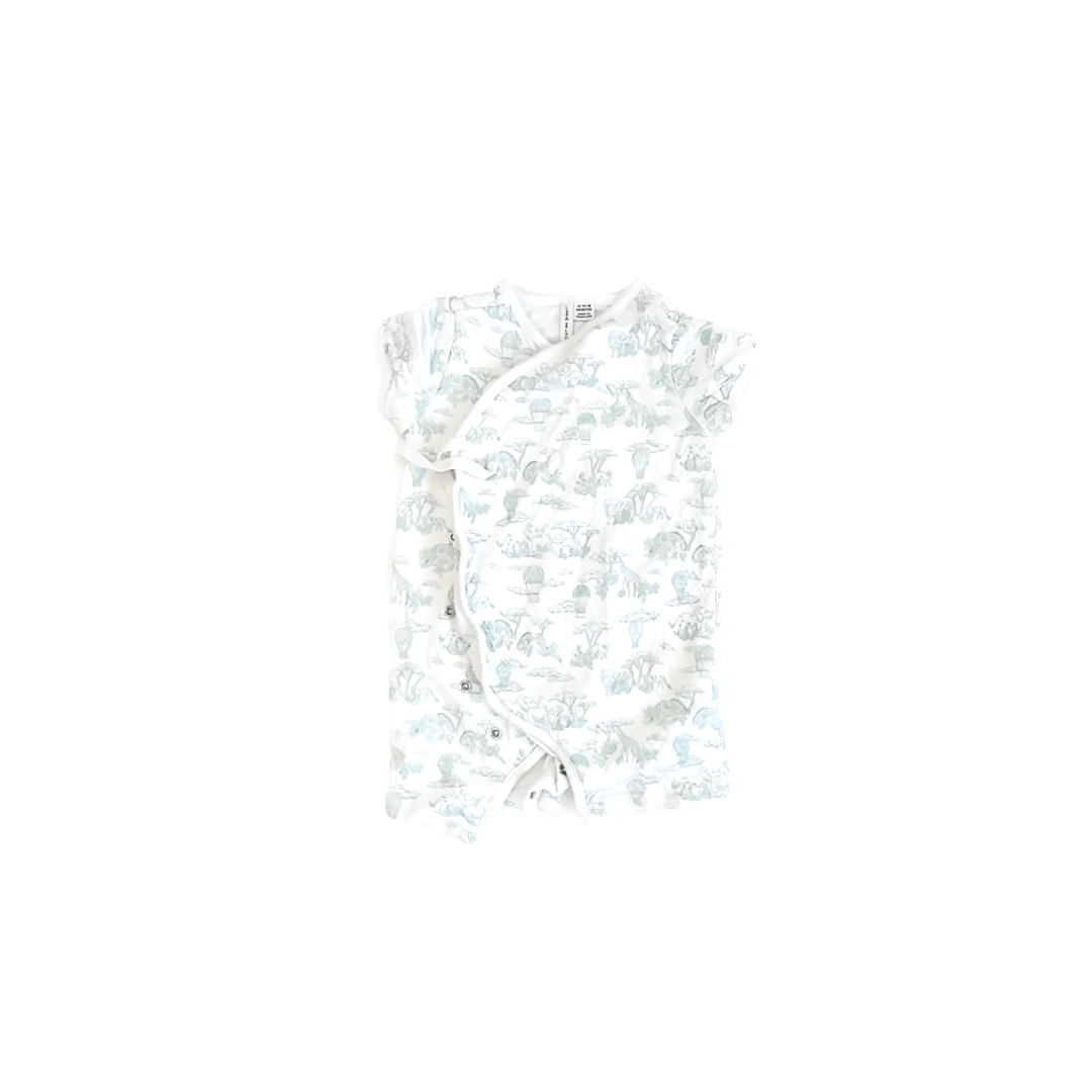 Janie and Jack Girls Sage | White Jungle Romper Size: 12-18 Months Sage | White Jungle