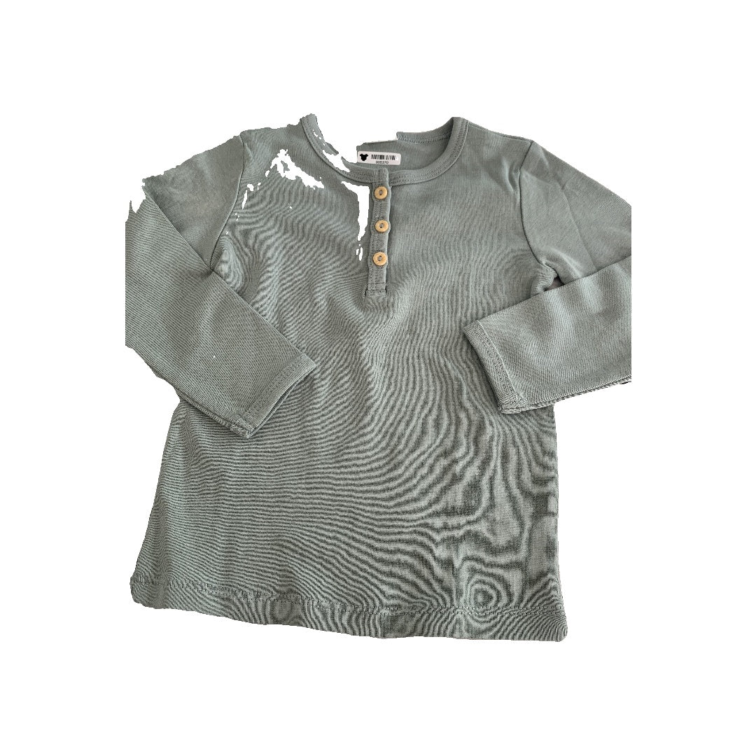 H&M Boys Sage Button Down Short Sleeve Size: 9-12 Months Sage