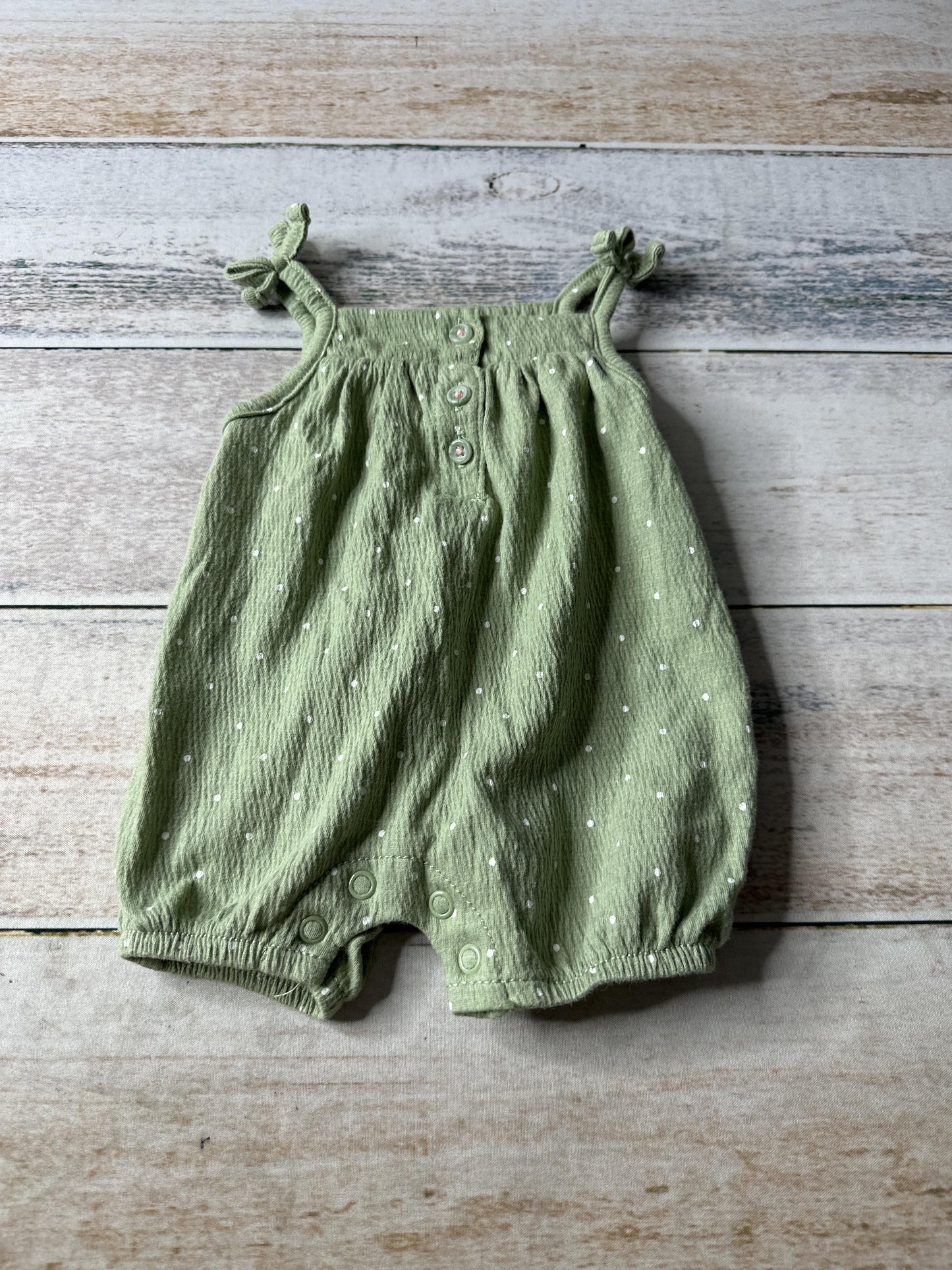 Just Born Girls Sage Romper Size: Newborn Sage