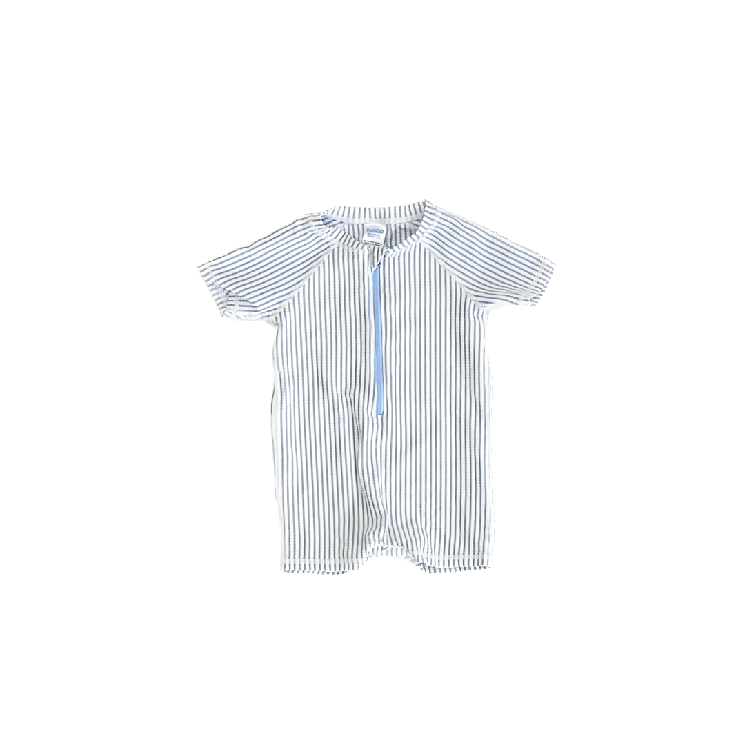 Rugged Butts Unisex Seersucker 1-piece Swimsuit Size: 6-12 Months Seersucker