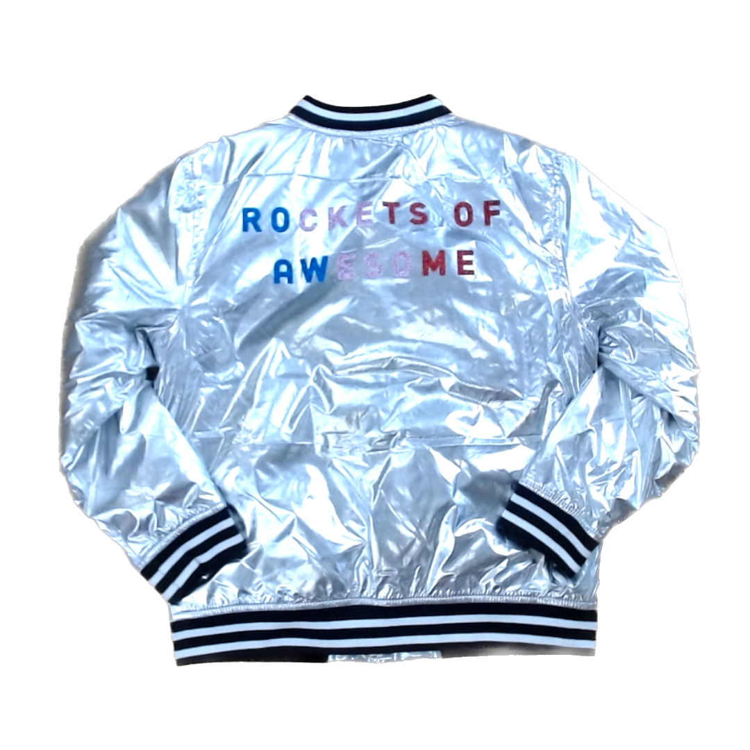 Rockets Of Awesome Girls Silver Bomber Jacket Size: 10 - 12 Years Silver Bomber