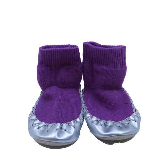 Hanna Andersson Girls Silver | Purple Booties Size: 1-2 Infant Silver | Purple