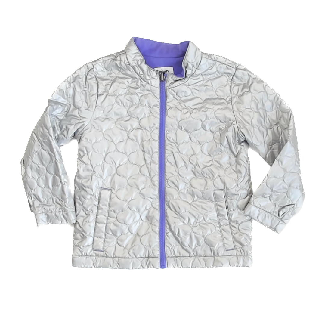 Cat & Jack Girls Silver Quilted Jacket Size: 5T Silver Quilted