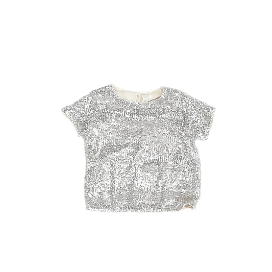 Crewcuts Girls Silver Sequins Blouse Size: 6-7 Years Silver Sequins