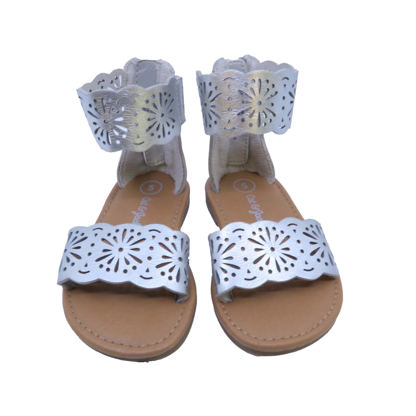 Cat & Jack Girls Silver Sandals Size: 5 Toddler Silver