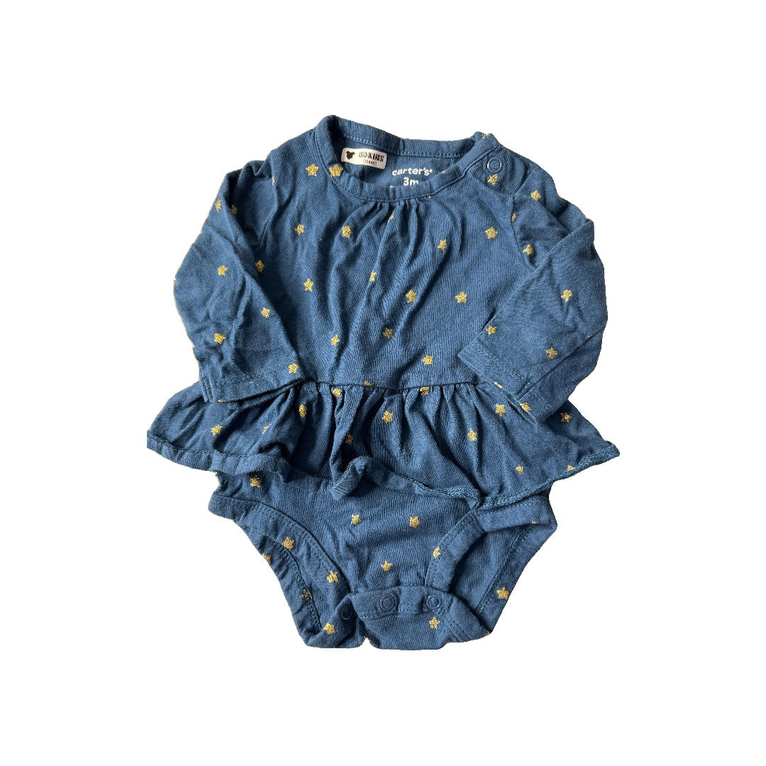 Unisex Stars | Light Blue Onesie Size: 0-3 months Stars | Light Blue