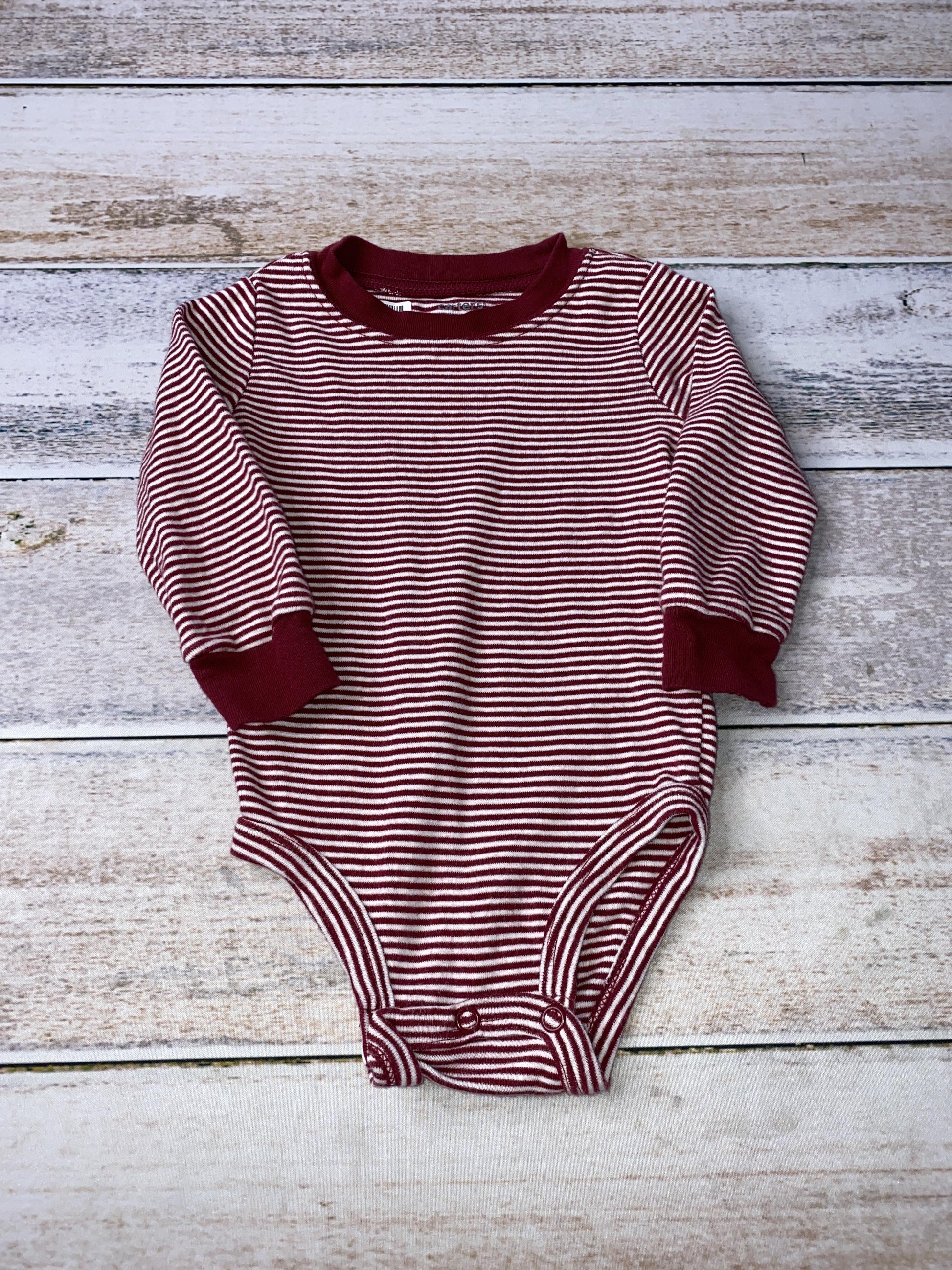 Carters Girls Stripe | Burgundy Onesie Size: 9 months Stripe | Burgundy