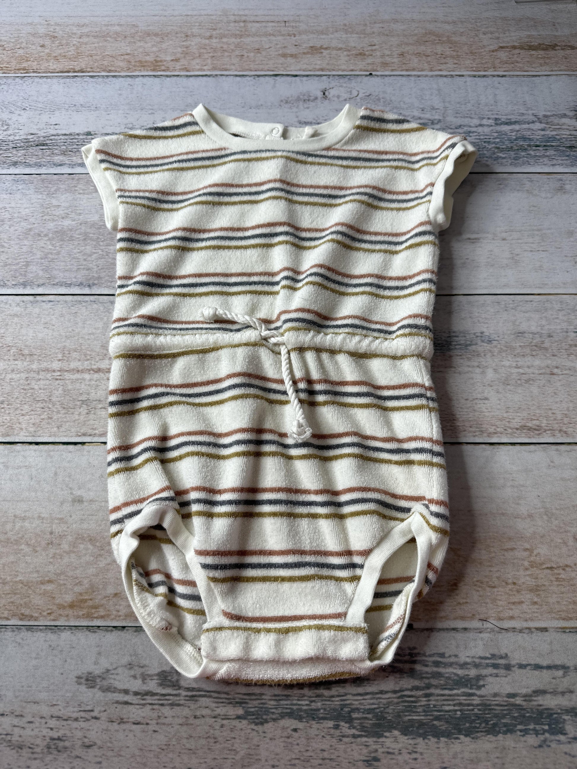 Quincy Mae Unisex Stripe | cream | Blue | Rust Romper Size: 18-24 months Stripe | cream | Blue | Rust