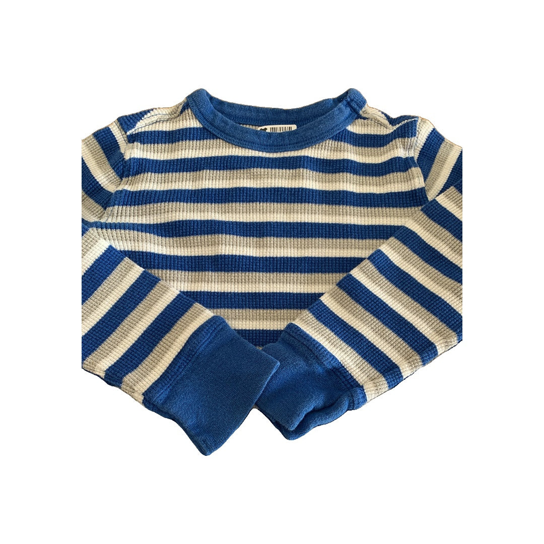 Boys Stripe | Grey | Navy Blue | White Long Sleeve T-Shirt Size: 4T Stripe | Grey | Navy Blue | White