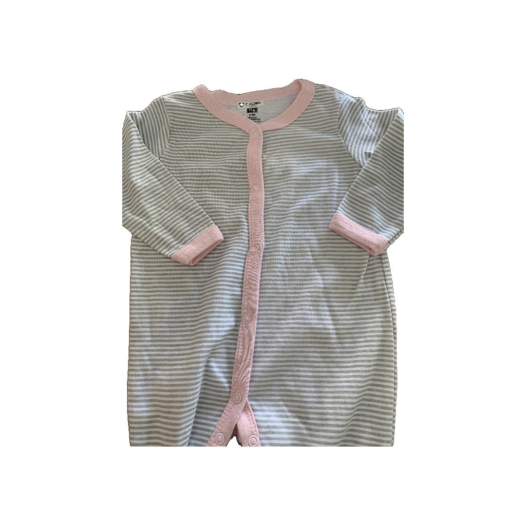 Hudson Girls Stripe | Grey | pink Pajamas Size: 6-9 months Stripe | Grey | pink