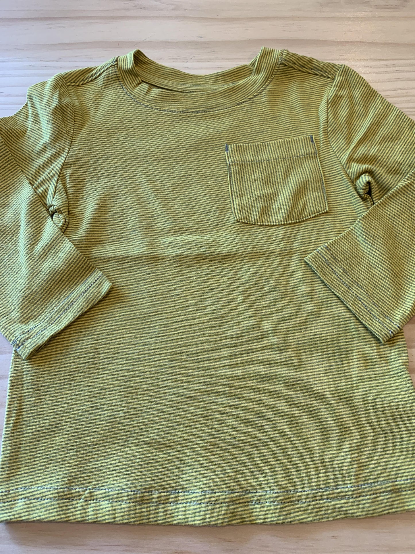 Cat & Jack Boys Stripe | Grey | Yellow Long Sleeve T-Shirt Size: 18 months Stripe | Grey | Yellow