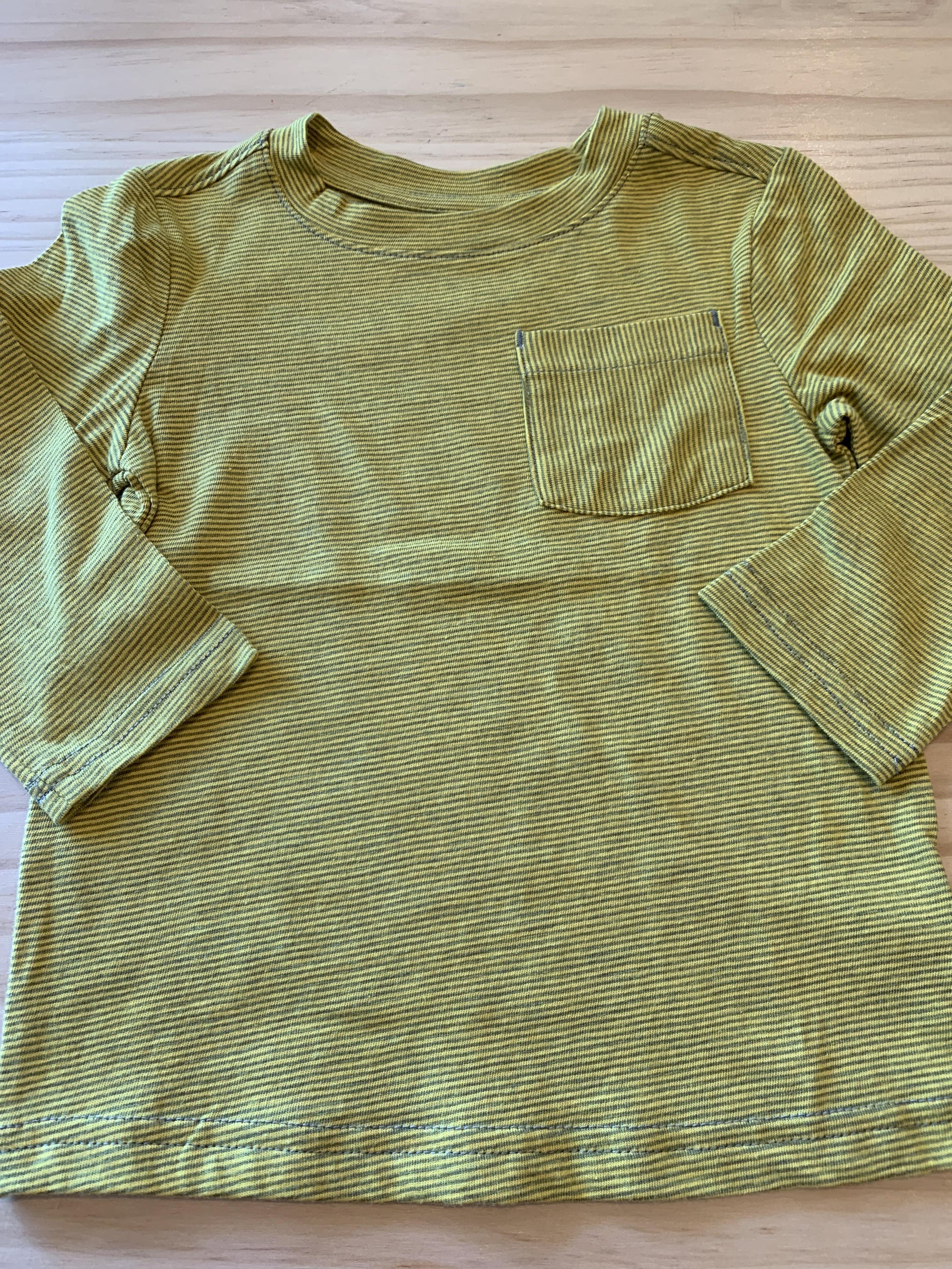 Cat & Jack Boys Stripe | Grey | Yellow Long Sleeve T-Shirt Size: 18 months Stripe | Grey | Yellow
