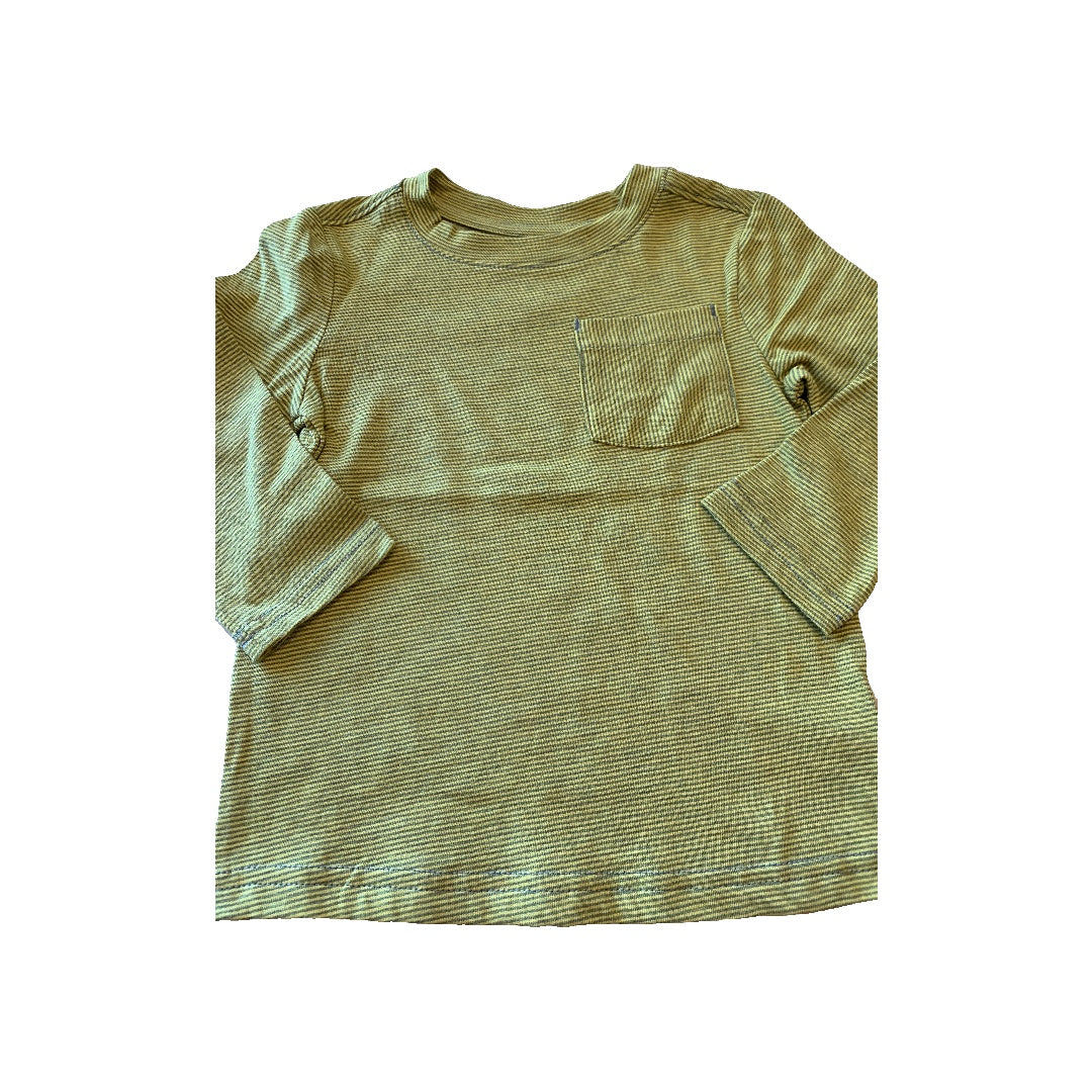 Cat & Jack Boys Stripe | Grey | Yellow Long Sleeve T-Shirt Size: 18 months Stripe | Grey | Yellow
