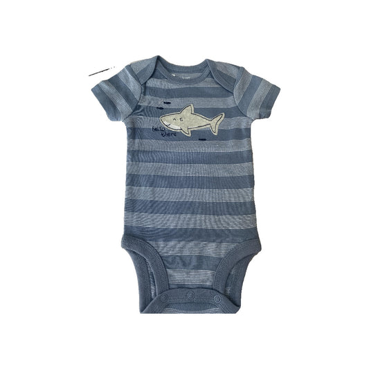 Just Born Boys Stripe | Light Blue | Blue | Sharks Onesie Size: 3 months Stripe | Light Blue | Blue | Sharks