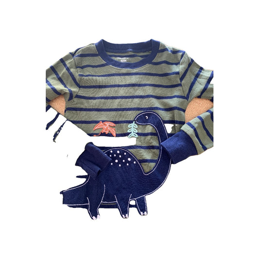 Carters Boys Stripe | Navy Blue | Forest Green | dinosaur feet Pajamas Size: 3T Stripe | Navy Blue | Forest Green | dinosaur feet
