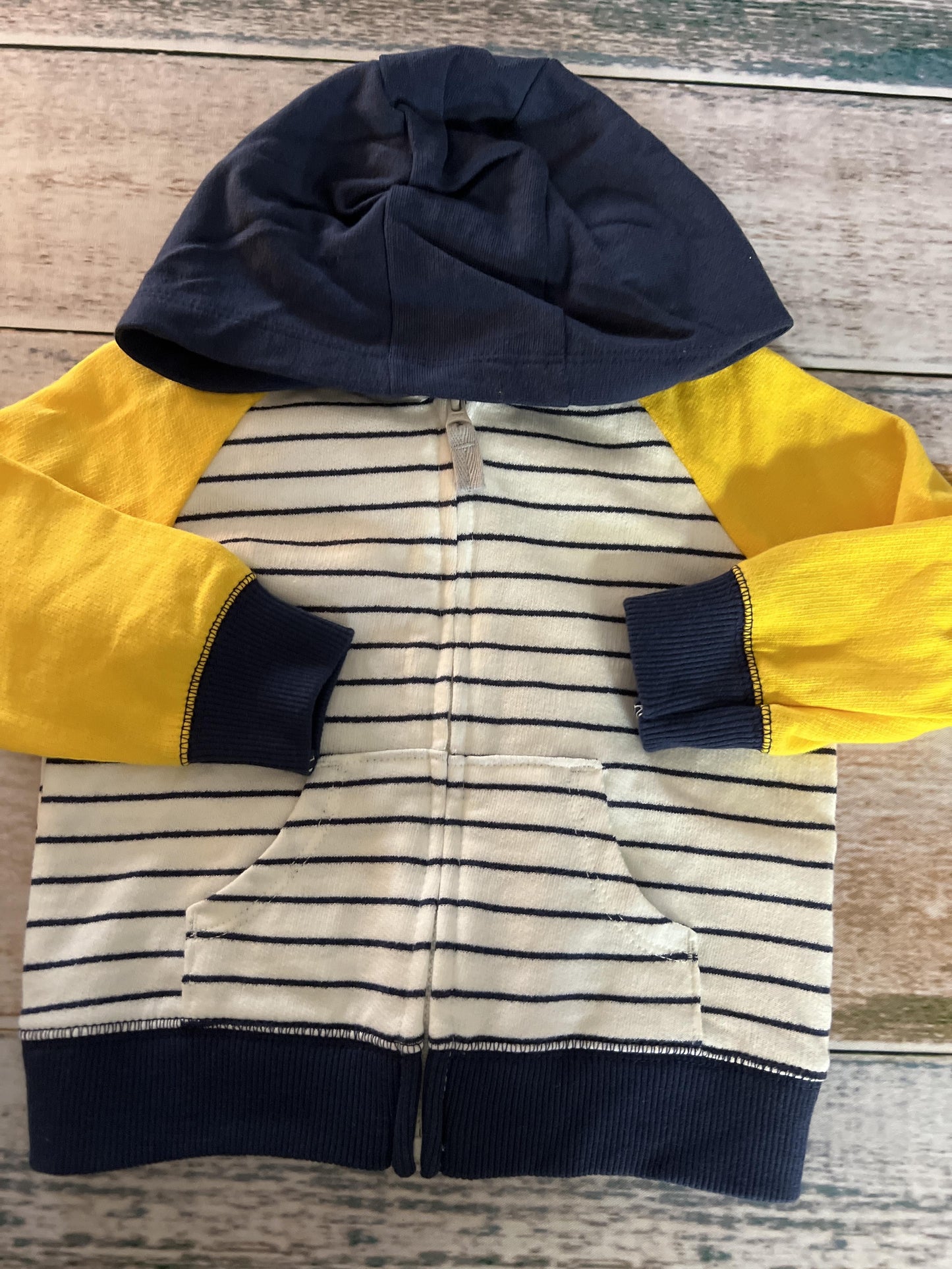 Carters Boys Stripe | Navy Blue | Yellow Hoodie Size: 9 months Stripe | Navy Blue | Yellow